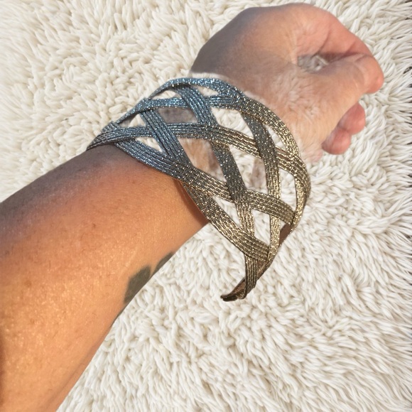 Silvertone Lattice Cuff Bracelet—Wrist Anarchy Unleashed - Picture 1 of 5